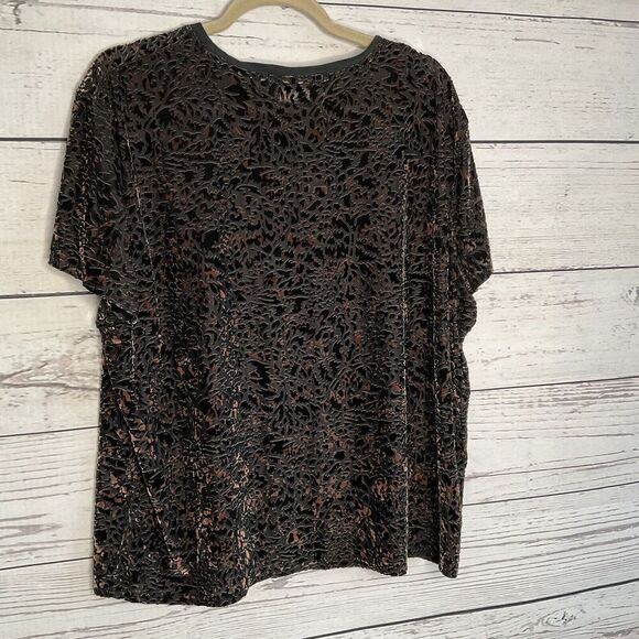 Free People Burnout Velvet Top Womens Short Sleeve Teddy T-Shirt Charcoal Small - Picture 7 of 8